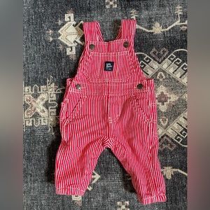 Baby bgosh red stripe overalls